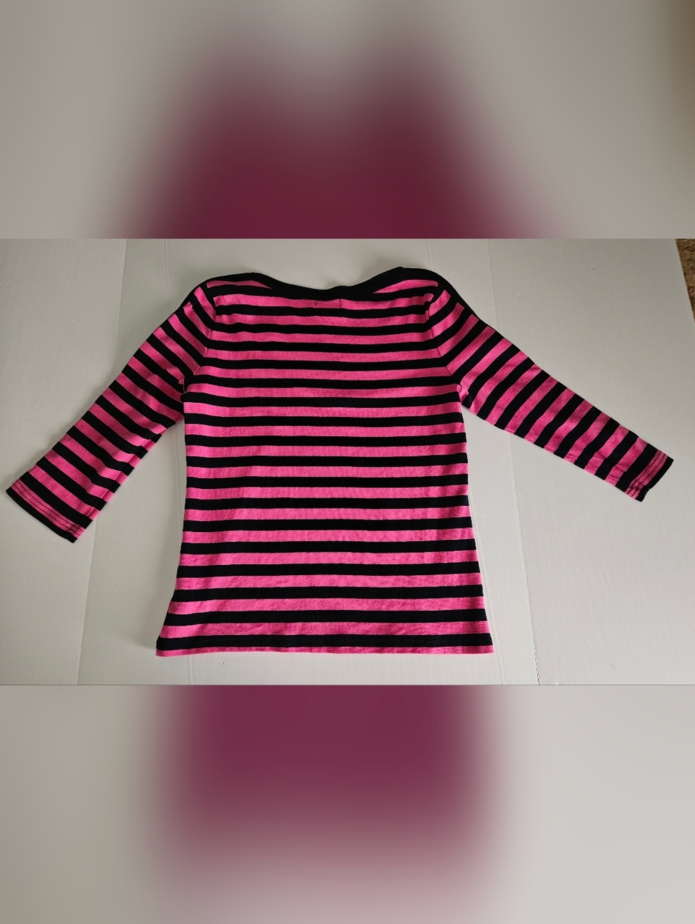 CHAPS Petal Pink Striped T Lacing Trim Detail Sz M Gap Vintage